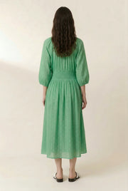 Leon & Harper Roudy green print dress