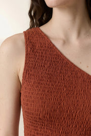 Leon + Harper Rahul one shoulder dress - terracotta