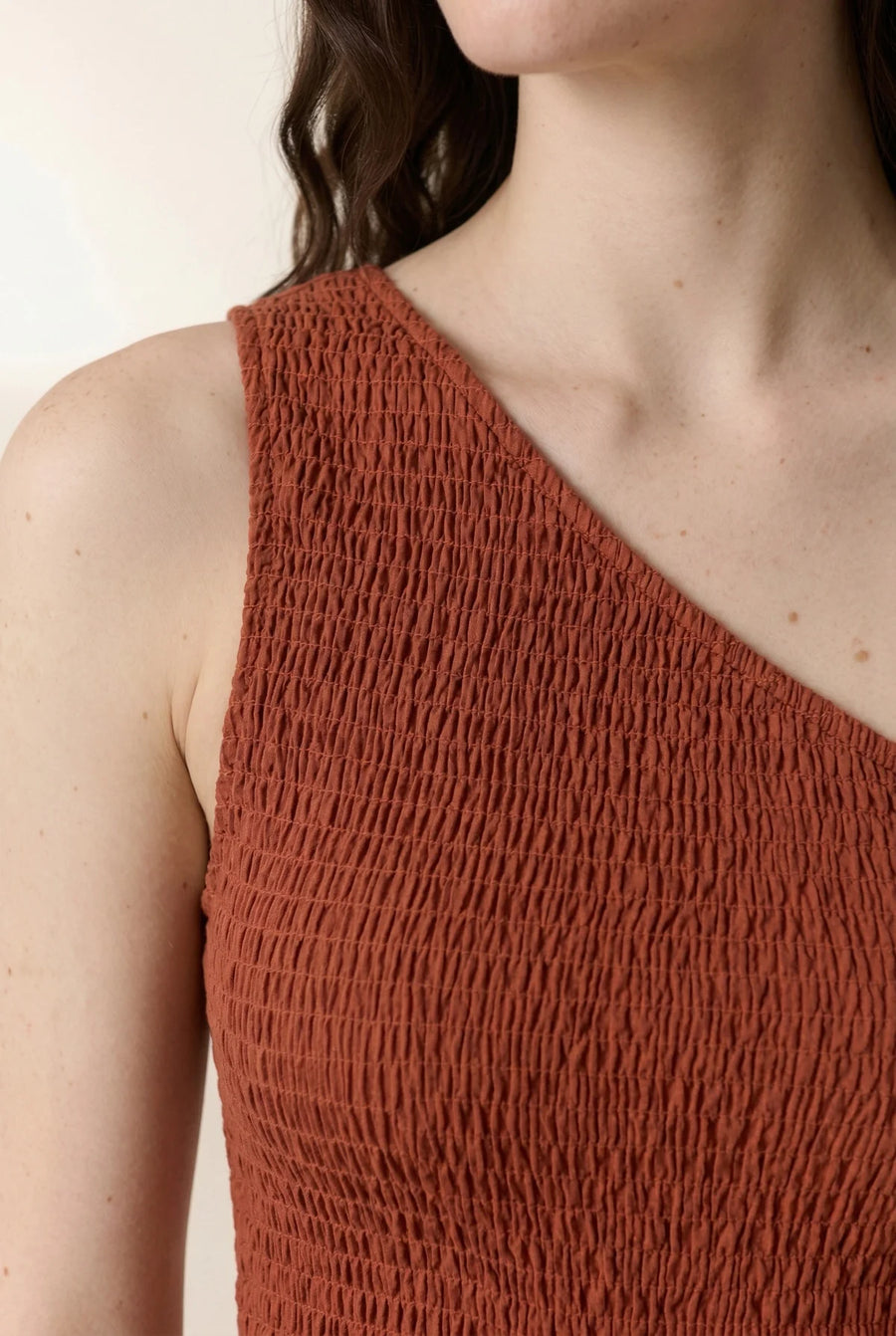 Leon + Harper Rahul one shoulder dress - terracotta