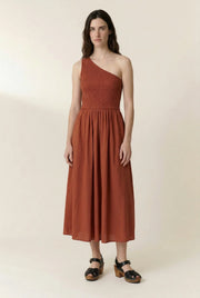 Leon + Harper Rahul one shoulder dress - terracotta