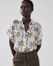 Hartford Carlos palm print short sleeved shirt