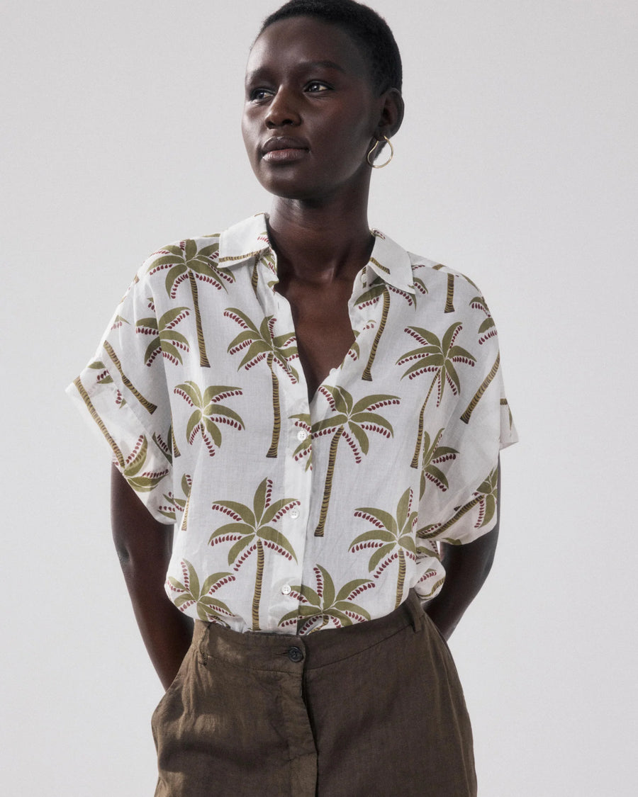 Hartford Carlos palm print short sleeved shirt