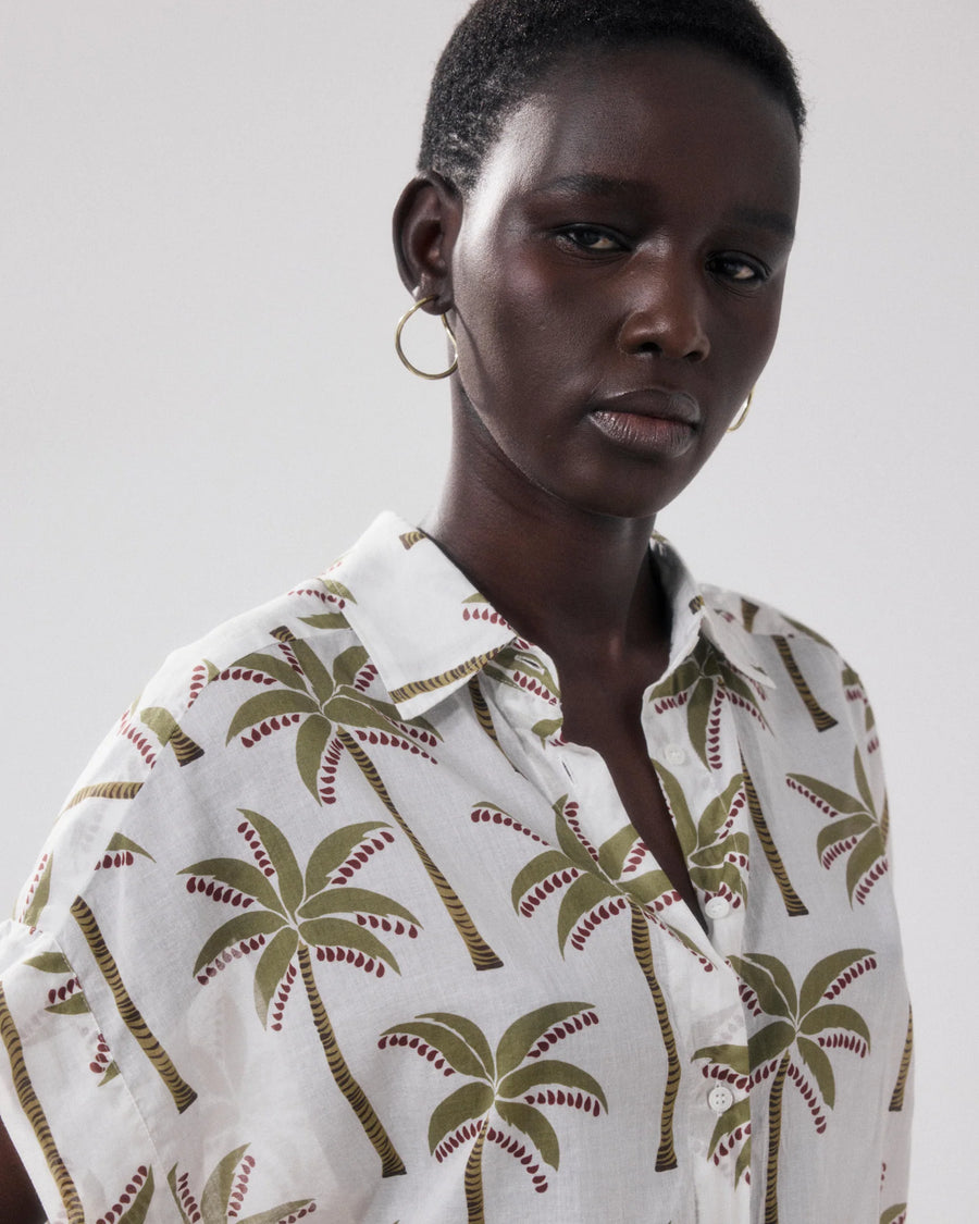 Hartford Carlos palm print short sleeved shirt