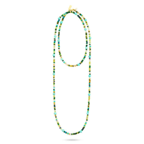 Talis Chains long beaded necklace - turquoise + tigers eye