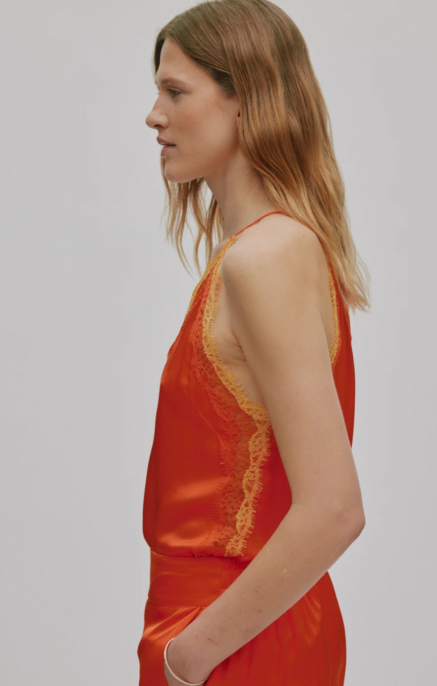 Rabens Saloner Soho contrast trim cami - tangarine