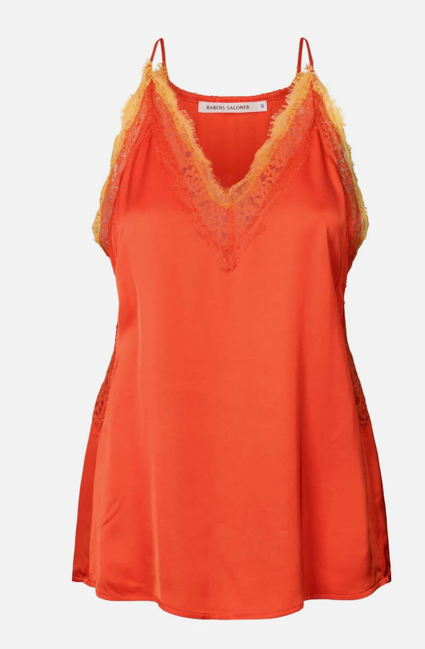 Rabens Saloner Soho contrast trim cami - tangarine
