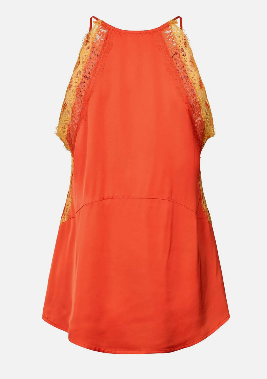Rabens Saloner Soho contrast trim cami - tangarine