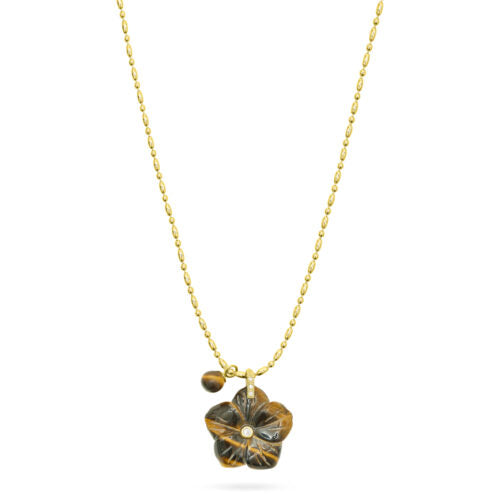 Talis Chains flower pendant - tigers eye
