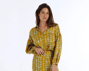 Tanavana Cleo printed blouse - chartreuse