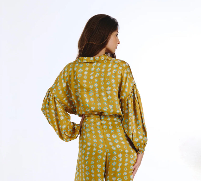 Tanavana Cleo printed blouse - chartreuse