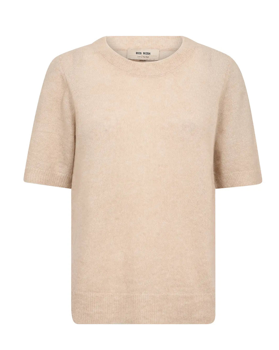 Mos mosh Mape round neck short sleeved knit - Doeskin (light camel)