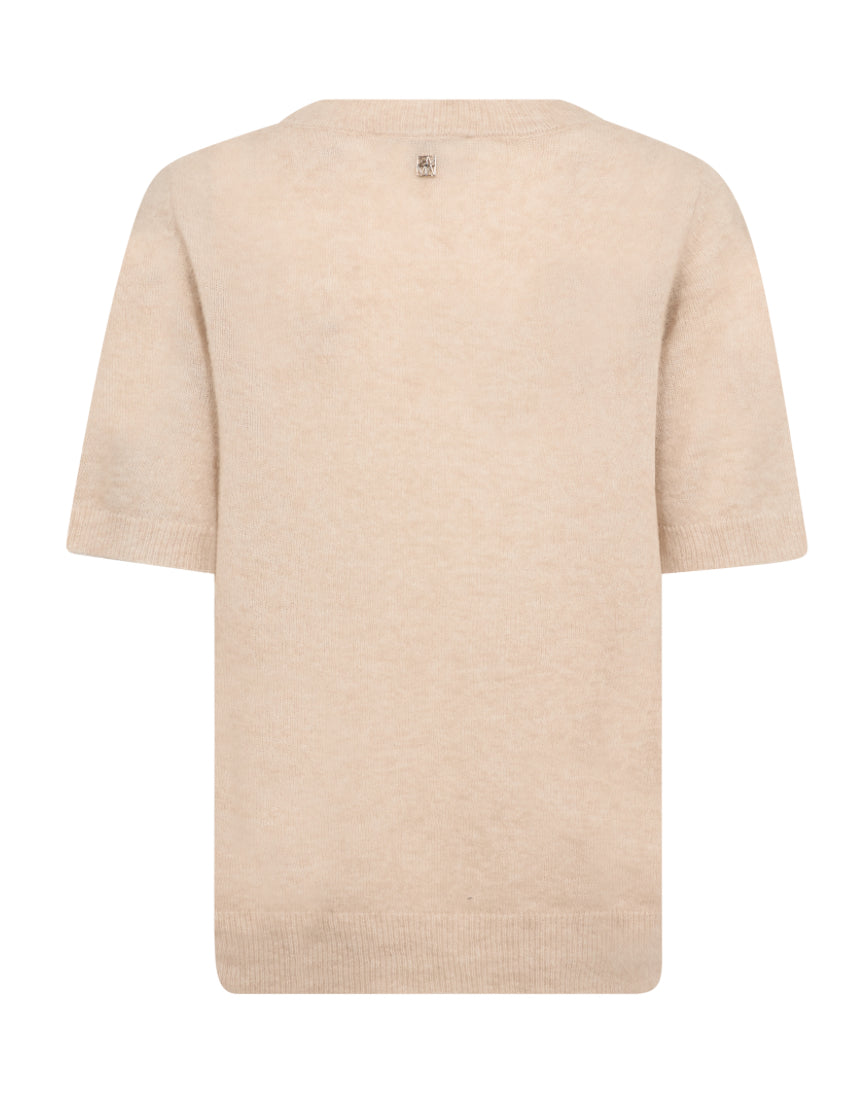 Mos mosh Mape round neck short sleeved knit - Doeskin (light camel)
