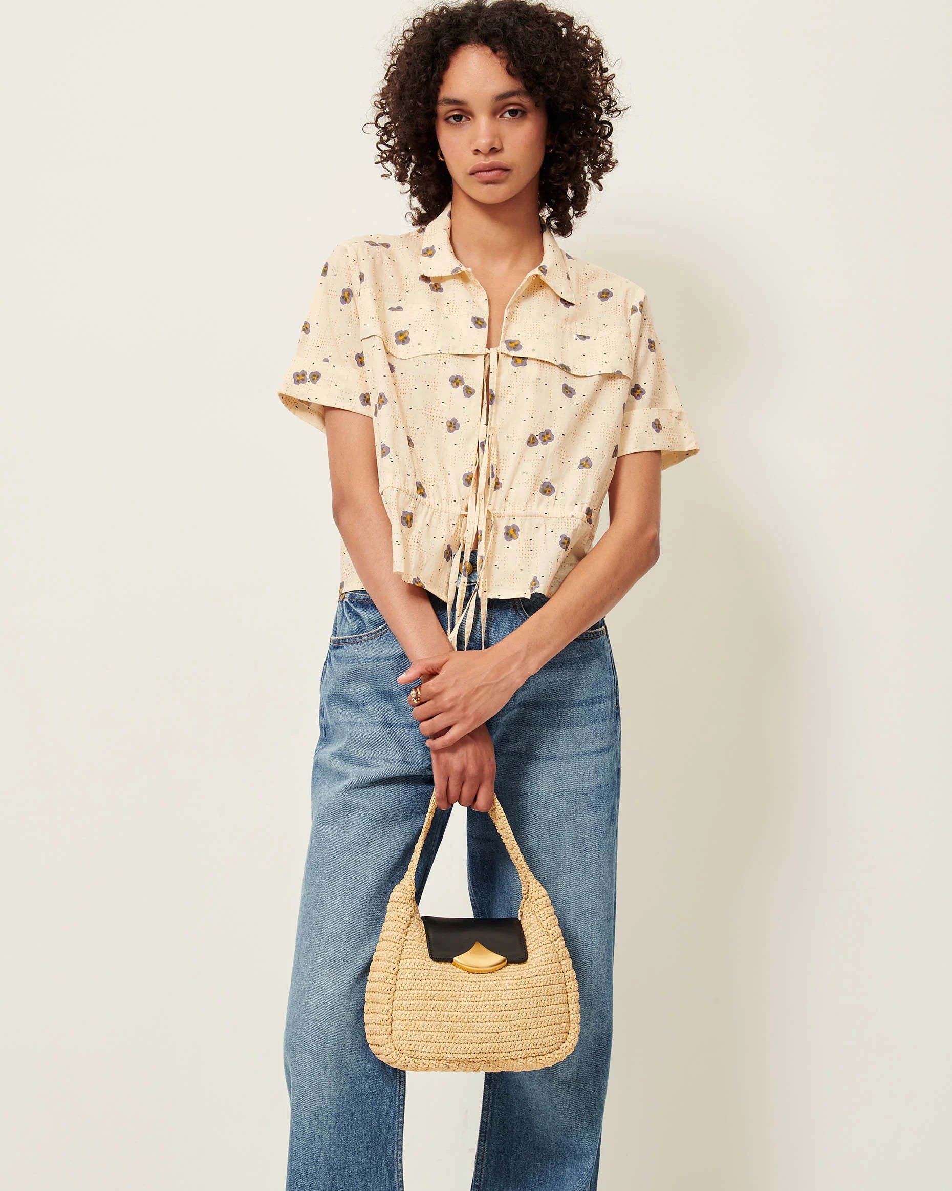 Sessun Chivari front pocket shirt - plain sel seti (blue)