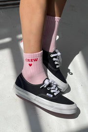 Le Bon Shoppe Embroidered crew sock Strawberry milk