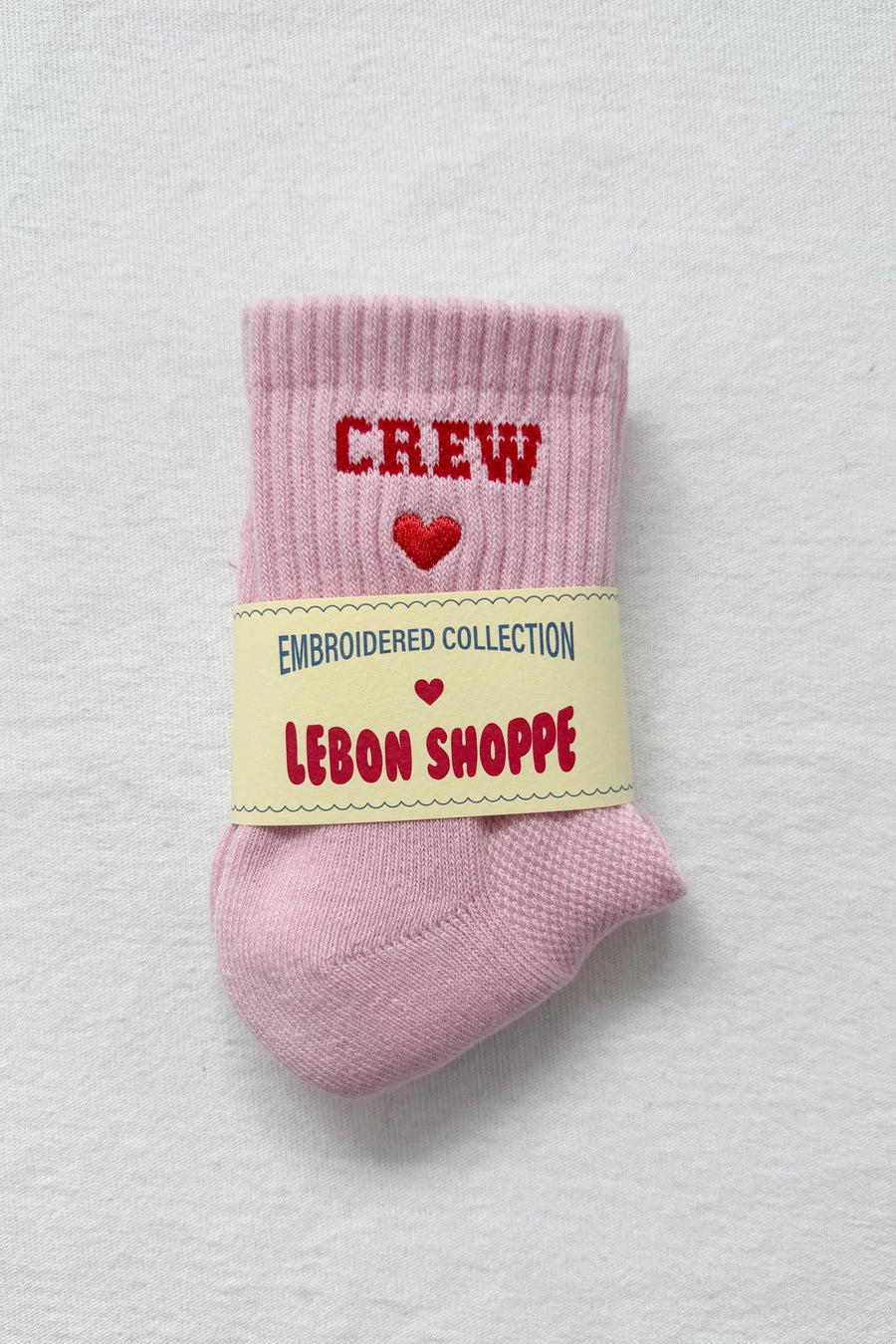 Le Bon Shoppe Embroidered crew sock Strawberry milk