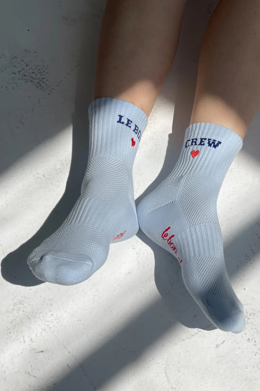 Le Bon Shoppe embroidered crew sock - sky blue