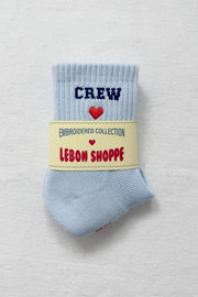 Le Bon Shoppe embroidered crew sock - sky blue