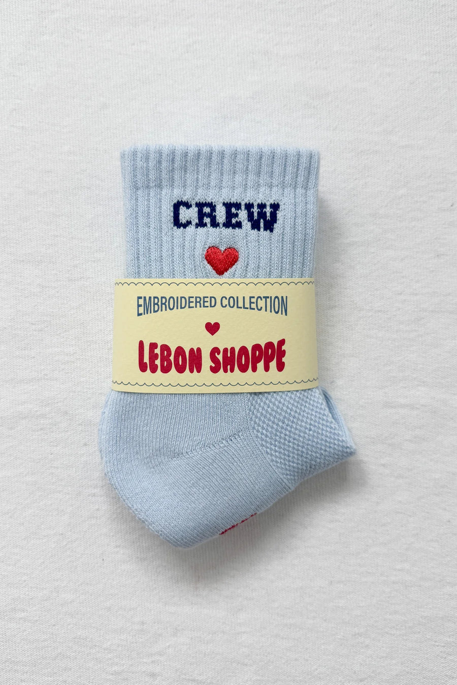 Le Bon Shoppe embroidered crew sock - sky blue