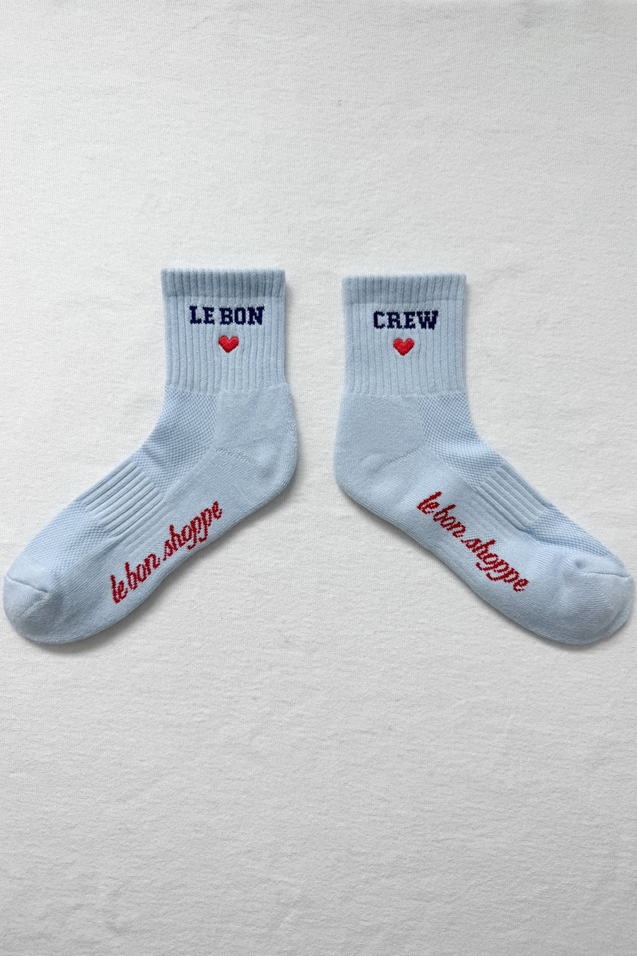 Le Bon Shoppe embroidered crew sock - sky blue
