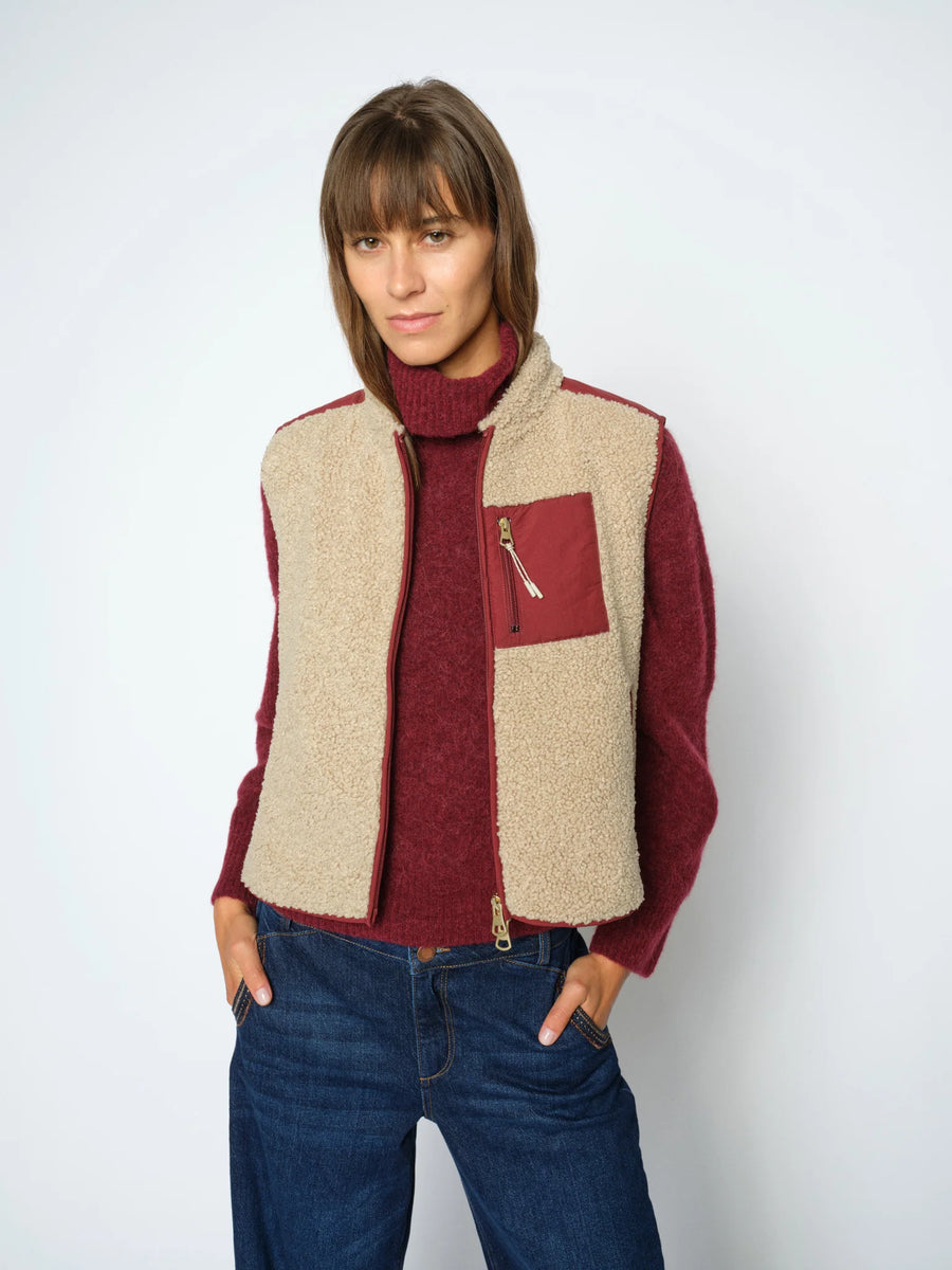 Mos mosh Rowe Eli teddy gilet - Cabernet