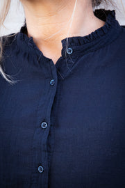 Hartford Takalo jersey ruffle neck - navy