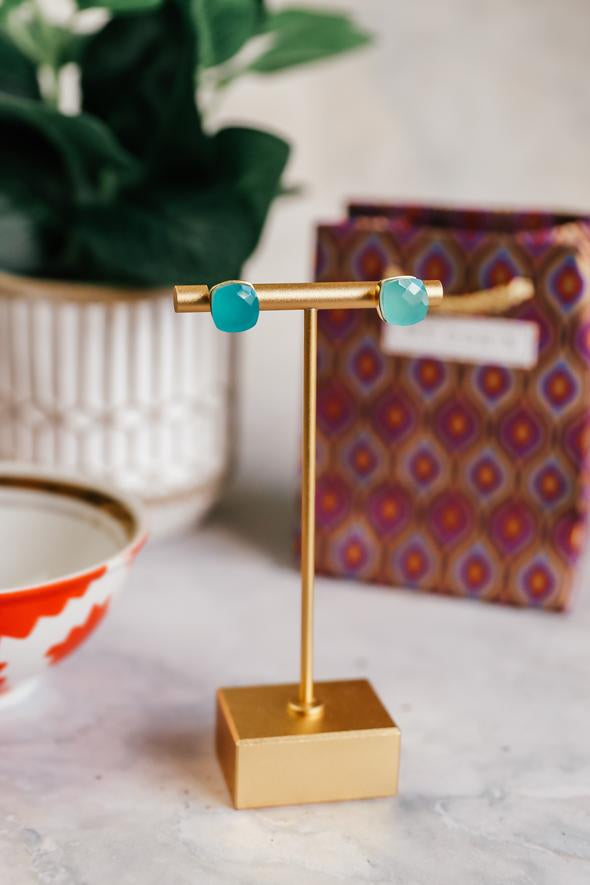 My Doris chunky facet stud ear rings